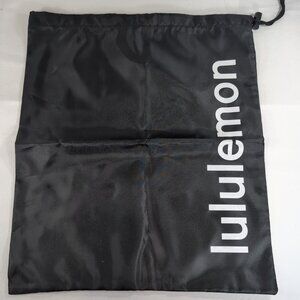 Lululemon Top Drawstring Black Bag Shoes Gym Clothes White Logo Storage Dust
